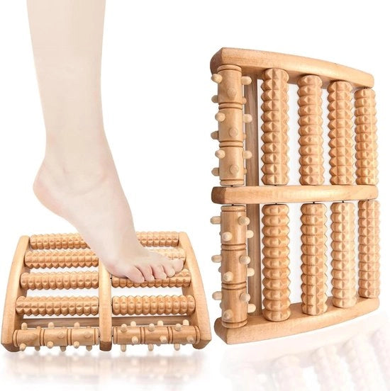 Apparecchio di Massaggio Premium per la Massaggio del Piede con Rullo di Legno, Hielspoor per Plantaire e Fasciitis, Zona di Riflessologia del Piede in Legno per la Casa e l'Ufficio, 2 Pezzi