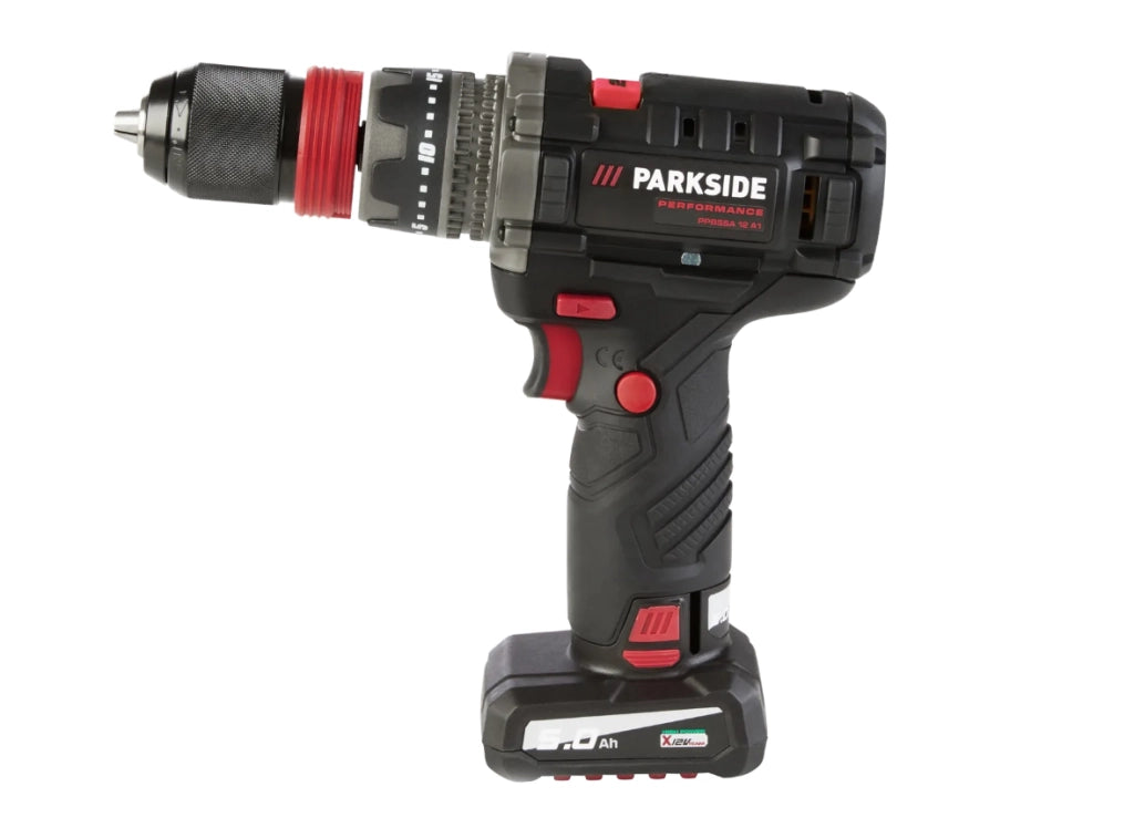 Set Trapano Avvitatore Ricaricabile 12V Parkside Performance PPBSSA 12 A1 80Nm con Batteria e Caricatore - Prodotto da Esposizione