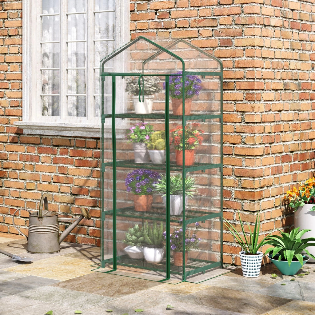 Mini serra in pellicola con 4 ripiani, 70 x 50 x 160 cm, trasparente