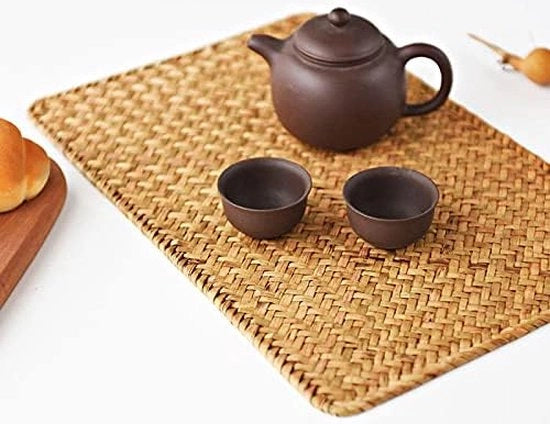 Set di Tavoliere Quadrati Zeppa - 6 Pezzi - Naturale - 43 x 30 cm