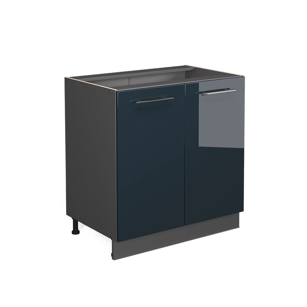 Vicco Mobile lavello cucina Blu scuro lucido 80 cm con ripiano, senza piano di lavoro