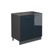 Vicco Mobile lavello cucina Blu scuro lucido 80 cm con ripiano, senza piano di lavoro