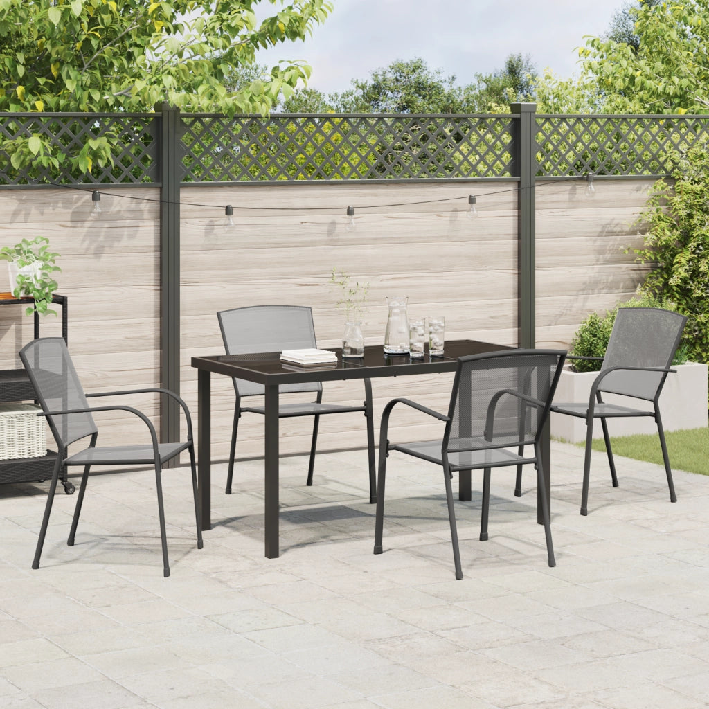 Set da Pranzo da Giardino 5 Pezzi in Acciaio Antracite