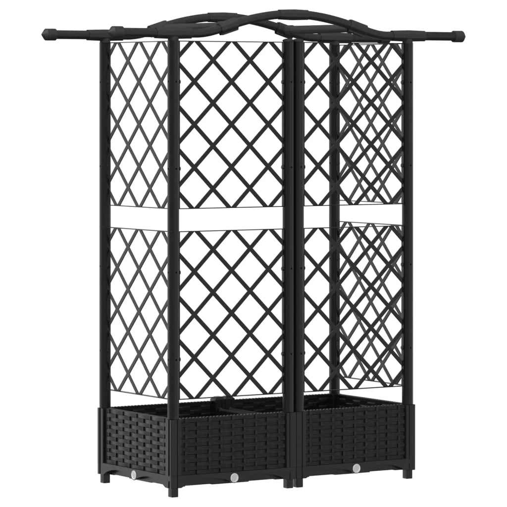 Letto Rialzato con Griglia e Tetto Nero 124 x 40 x 126 cm PP 42032533