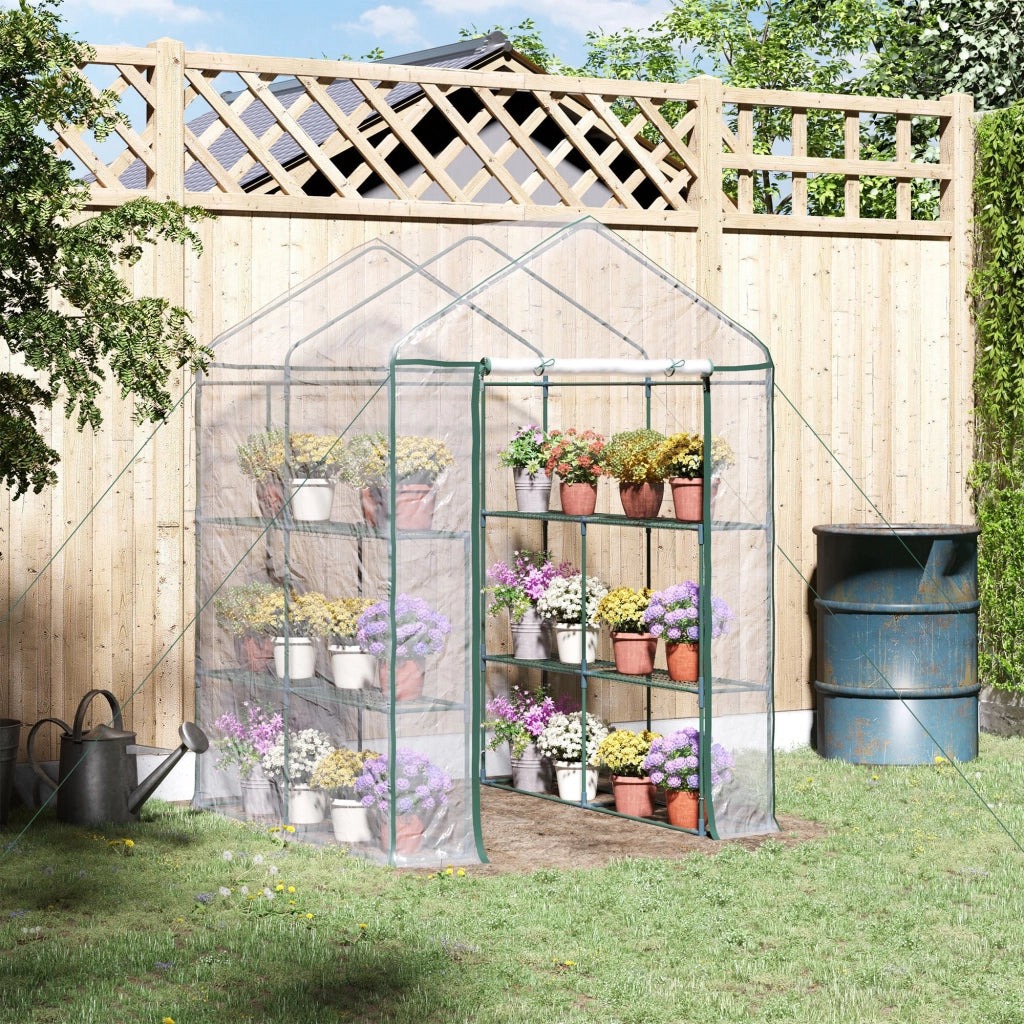 Serra da giardino con scaffali 3 livelli ¨C zephmum ¨C verde 143x143x195cm
