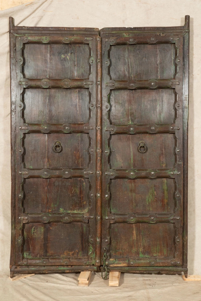 Biscottini Porta portone in legno massello e ferro da interno o da esterno vecchia e antica medievale scorrevole