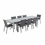 Set tavolo da giardino allungabile in alluminio con 8 sedie, antracite