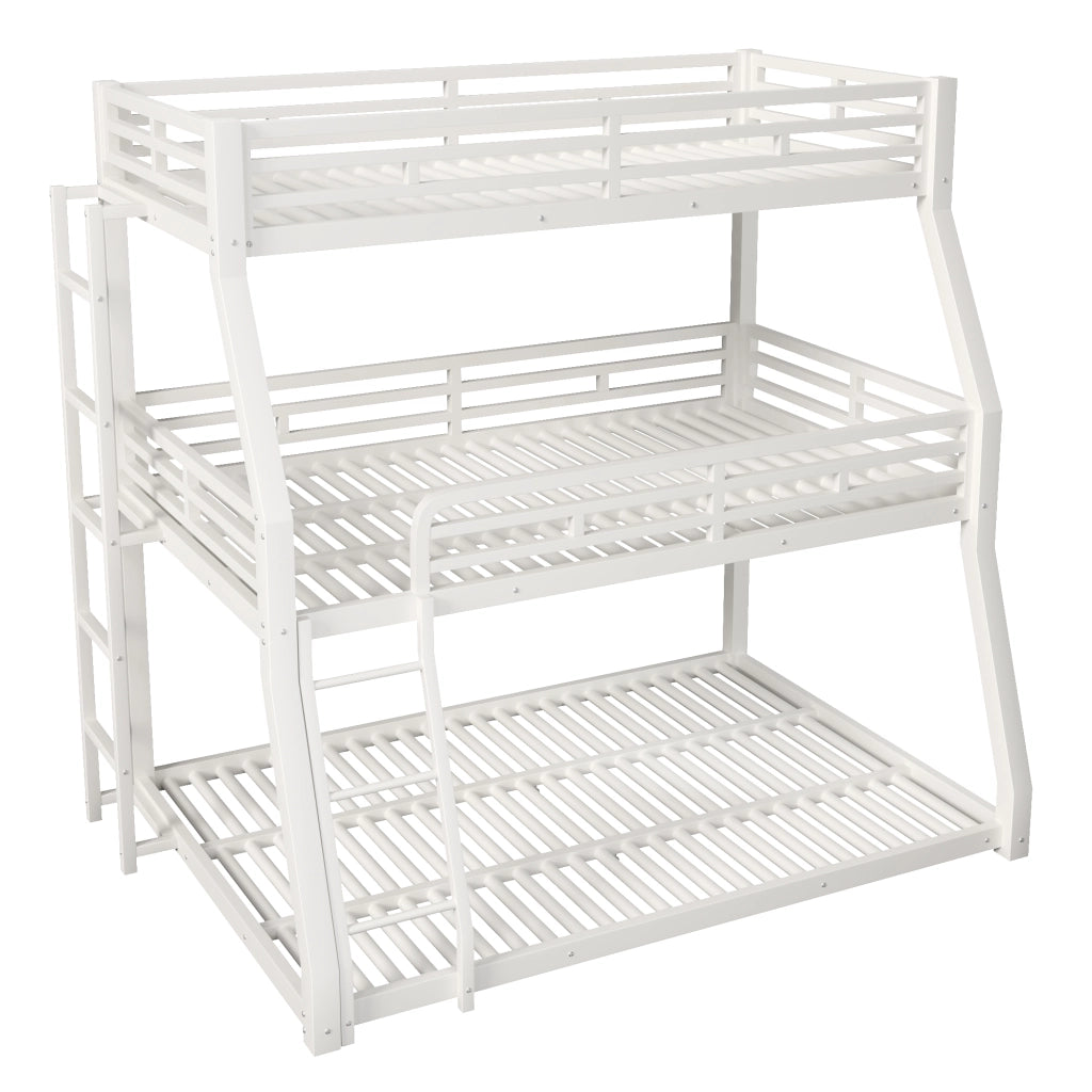 Letto a castello 90×200 cm e 120×200 cm e 140×200 cm con scala e sponde; senza materasso; metallo; bianco