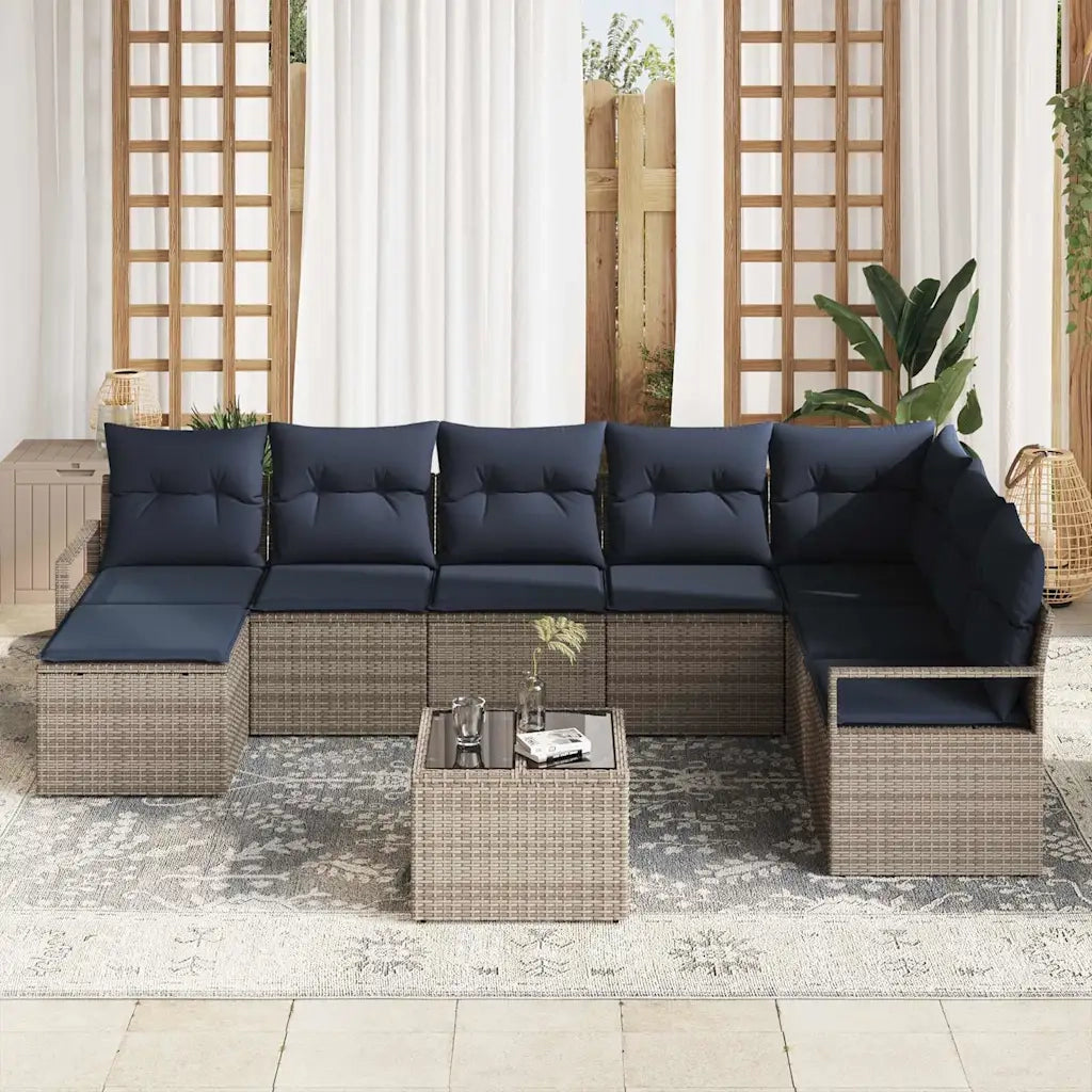 Set di divani con cuscino 9 pcs Grigio polyrattan 3346515