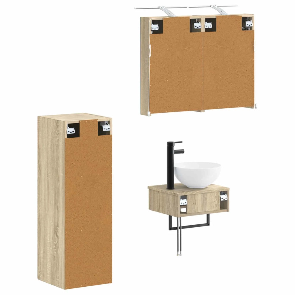 Set di Armadi da Bagno 4 pz Rovere Sonoma Legno ingegnerizzato 3407361