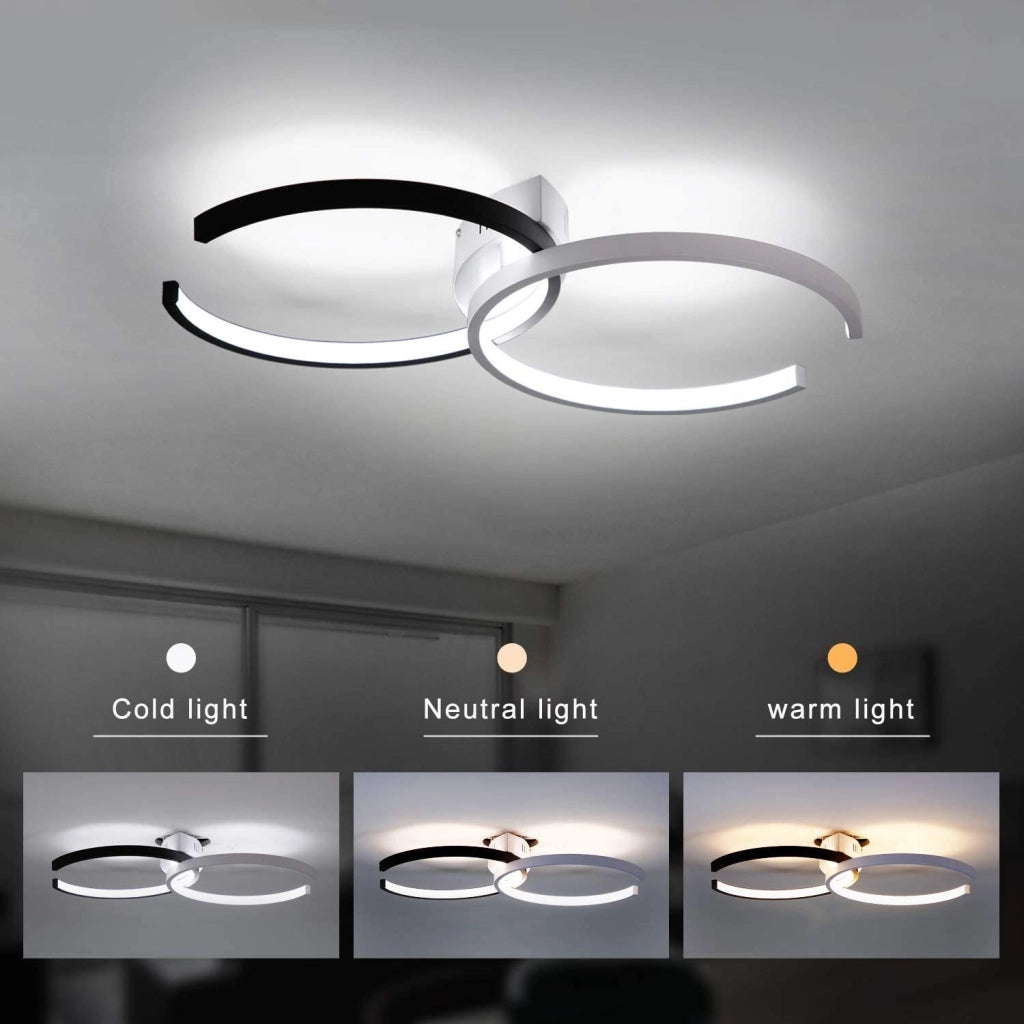 ZMH Lampada da soffitto 55cm ferro bianco nero per soggiorno sala pranzo camera letto