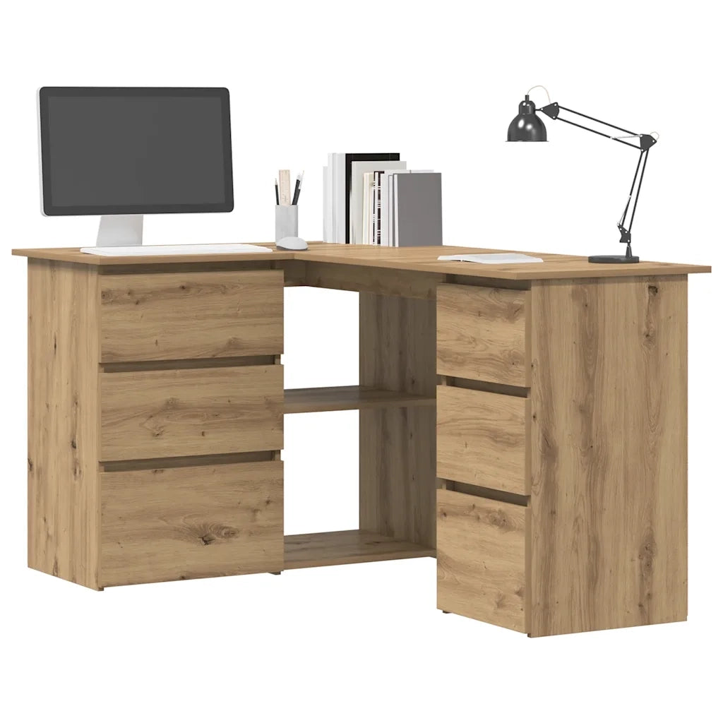 Scrivania | Tavolo da Ufficio Angolo Rovere Artigianale 145x100x76 cm Truciolato
