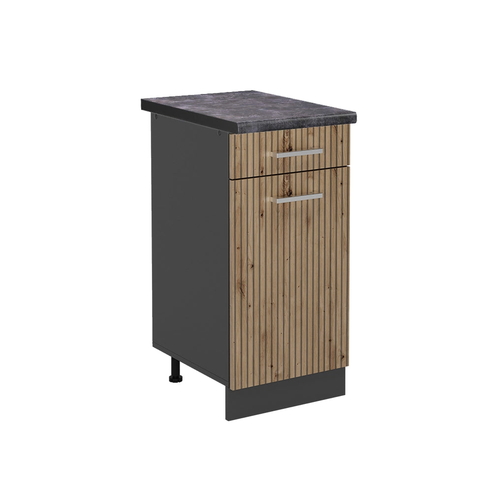 Vicco Mobiletto base per cucina Rovere artigianale 40 cm , PL Antracite