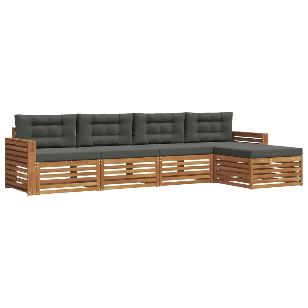 Set di divani da esterno con cuscino 5 pcs Naturale e Antracite 3373307