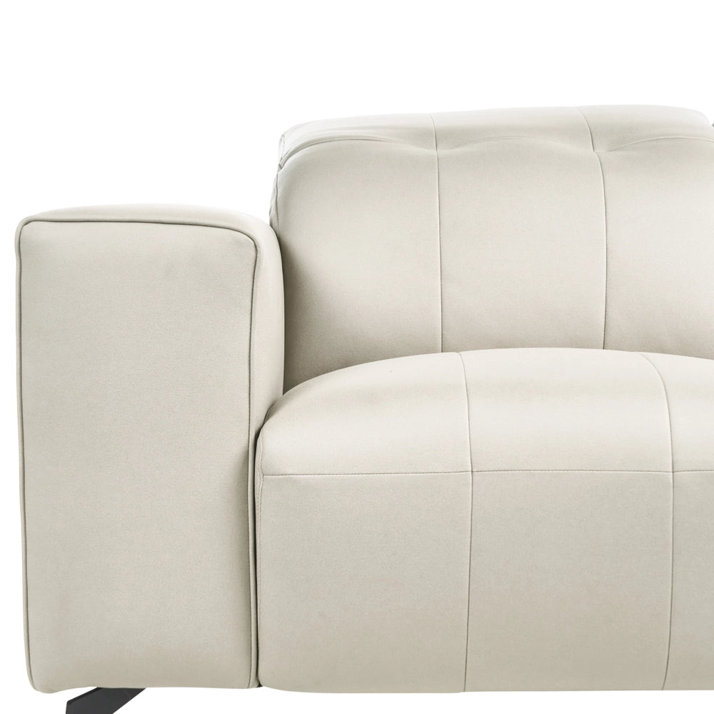 Divano in ecopelle con poggiatesta regolabile e gambe in metallo Beige stile moderno