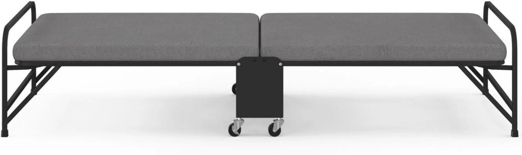 Letto pieghevole singolo in metallo ZAK con rete e materasso 70x190 cm grigio e nero