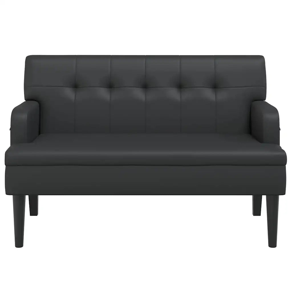 Panca con schienale nera 112x65,5x75 cm in similpelle 372153