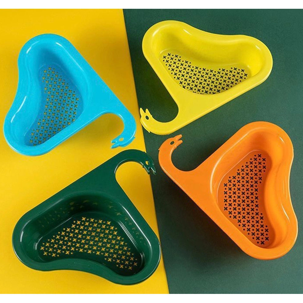 Trade Shop - Set 5 Pz Cestello Filtro Raccogli-alimenti Piatti Scarico Per Lavello Cucina Forma Cigno -