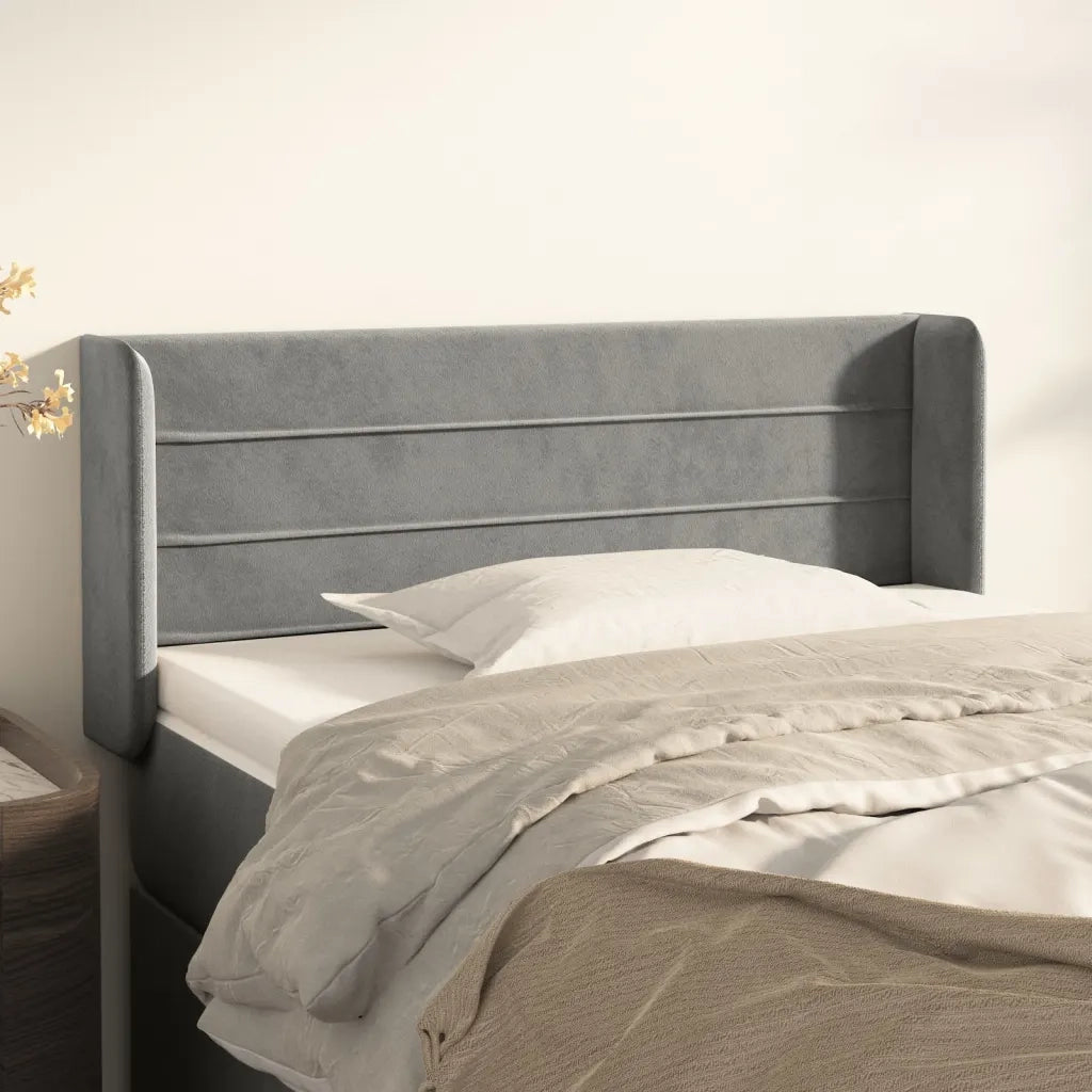 Testiera | Testata ad Orecchio Grigio Chiaro 93x16x78/88 cm in Velluto