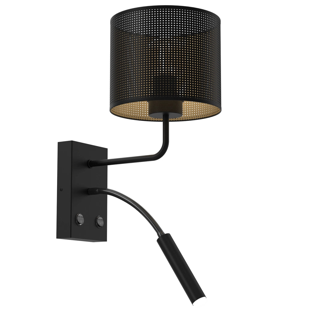Applique Loft Shade nera oro, lettura, E27+G9 Luminex