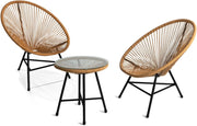 Set di mobili da Giardino Izmir - Tavolo e 2 poltrone con Corda Effetto Rattan