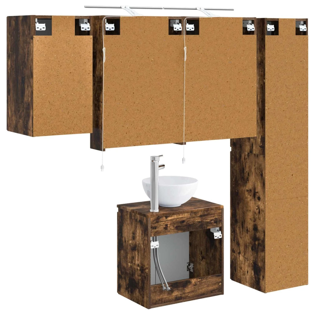 Set di Armadi da Bagno 5 pcs Rovere Fumo 50 x 14,5 x 70 cm 3407291