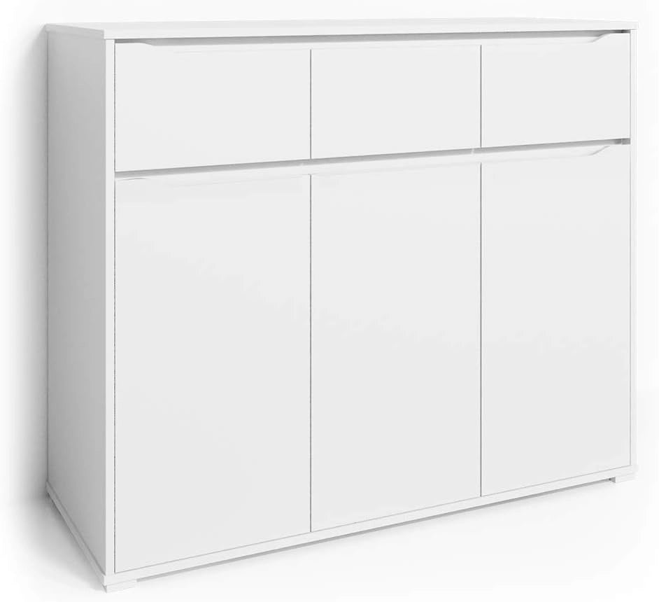 Cassettiera Ruben, Bianco, 48 x 101.6 cm con cassetti, per riporre abiti e oggetti di uso quotidiano