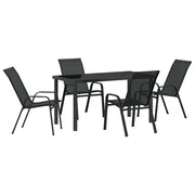 Set da Pranzo per Giardino 5 pz | Set Salotto da Giardino Nero