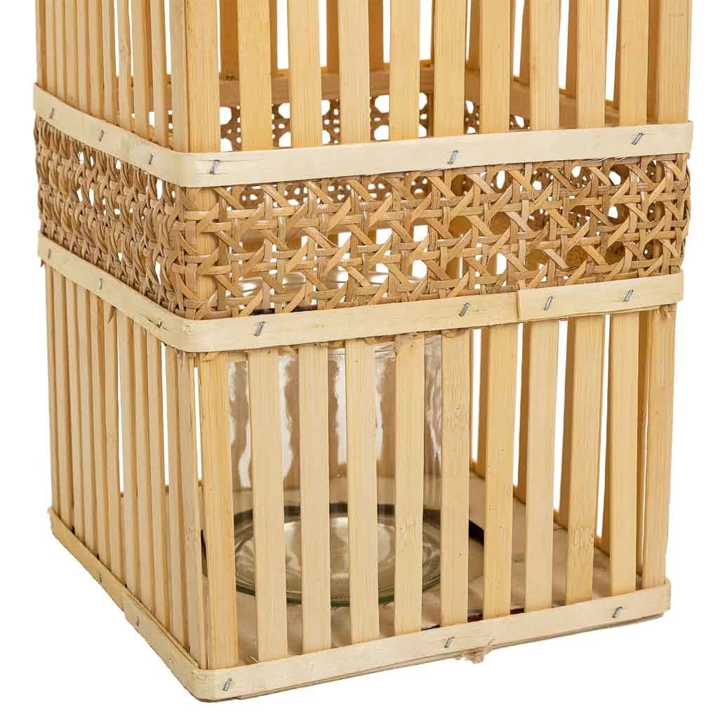 Lanterna portacandele in bambù marrone 18x18x32h
