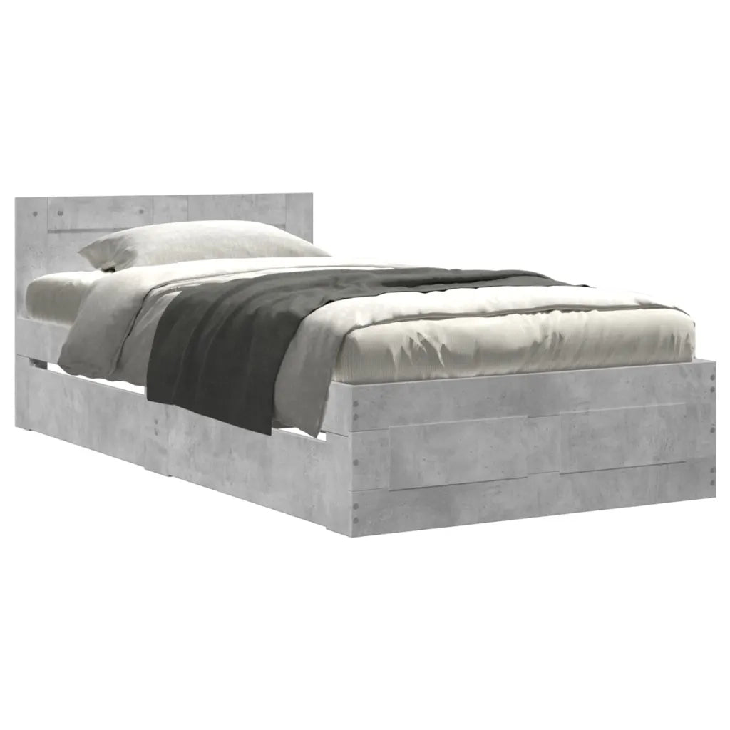 Giroletto Testiera-Struttura Letto Grigio Cemento 75x190 cm Legno Multistrato 168235