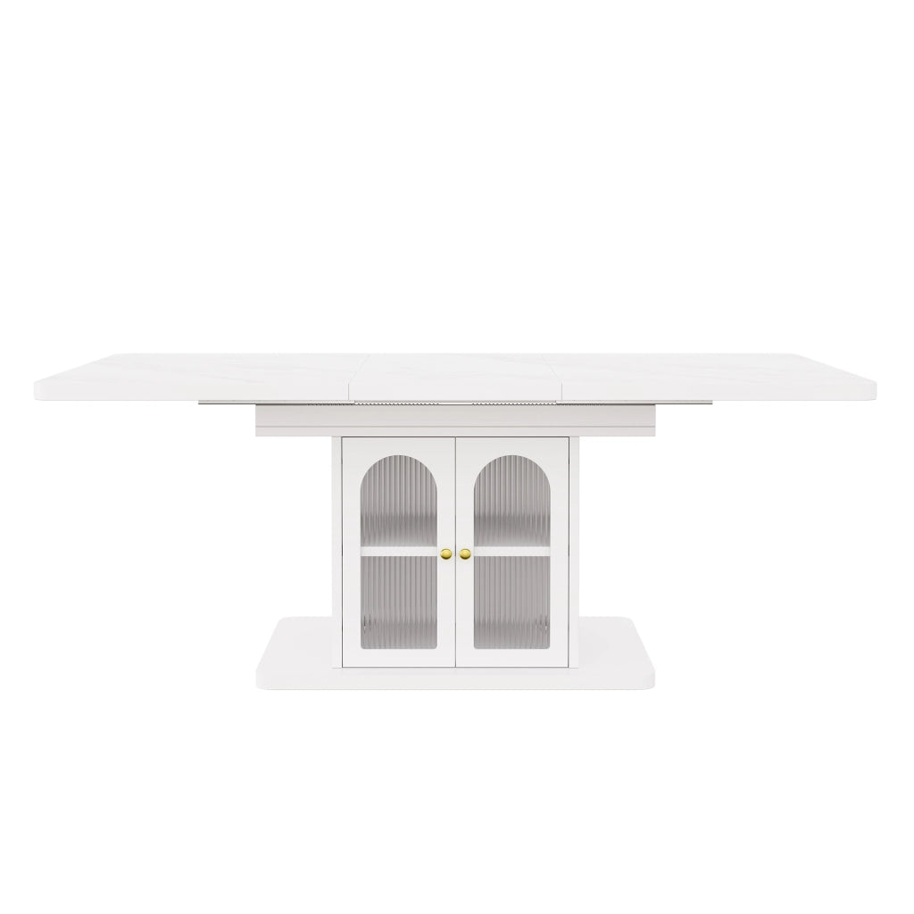 Tavolo allungabile per 6-8 persone con contenitore e led controllato da app in MDF bianco per sala da pranzo 200 × 80 × 76 cm