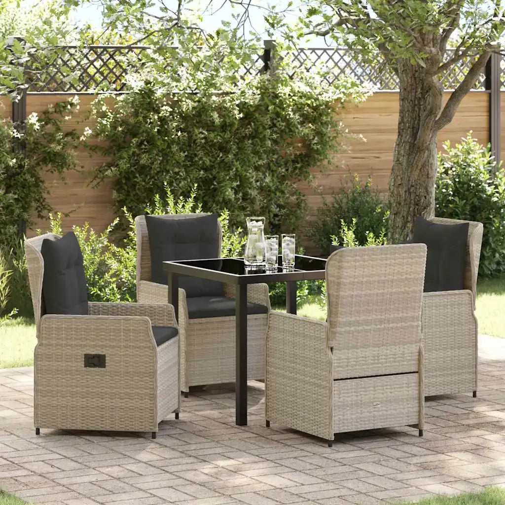 Set da Pranzo per Giardino 5 pcs Grigio chiaro polyrattan 3380975