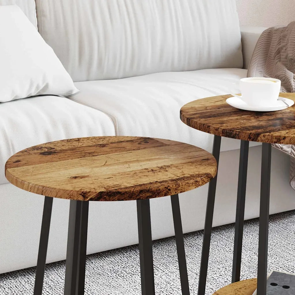 Set tavolini con lo scaffale 2 pcs Legno Antico e Nero 869706
