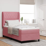 Letto a Molle con Materasso Rosa 90x190 cm Velluto