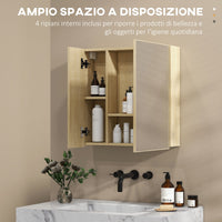 Pensile da Bagno con Specchio 60x15x60 cm in Truciolato Legno Naturale
