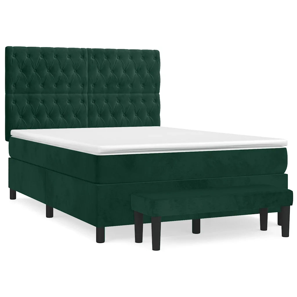 Giroletto a Molle con Materasso Verde Scuro 140x190 cm Velluto 3138022
