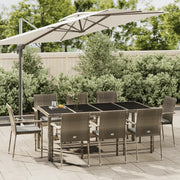 Set da Pranzo da Giardino 9 pz con Cuscini in Polyrattan Grigiocod mxl 125221