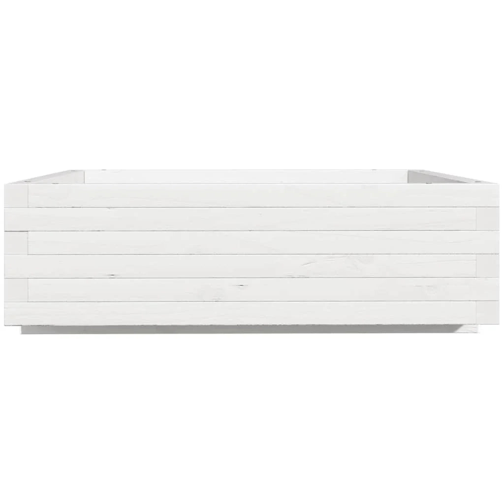 Fioriera rialzata per piante fiori terrazza giardino 80 x 80 x 26,5 cm legno di pino massiccio bianco 02_0037893