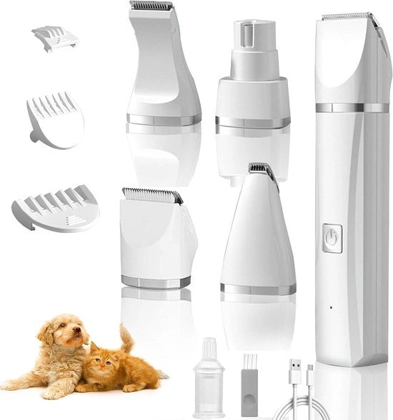 Trasformatore 4-in-1 per animali con testa trimmer IPX7 impermeabile e trimmer elettrico per peli animali - Ideale per zampe, gatti, occhi, orecchie e viso