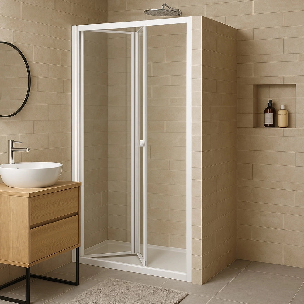 Porta doccia a soffietto book cristallo temprato profilo bianco bianco *** misure 76-80xh190cm trasparente, confezione 1