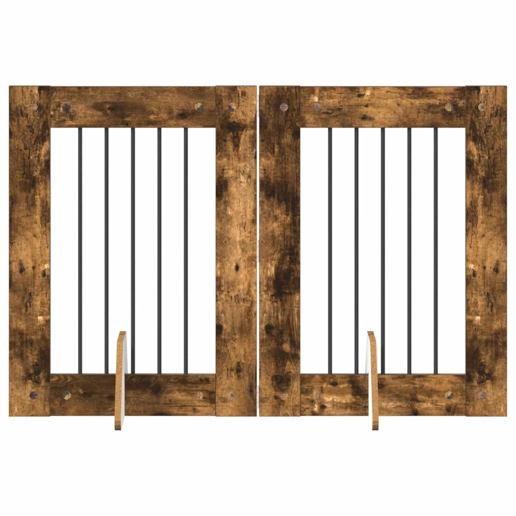 Cancello per cani con supporti 2 pcs Rovere Fumo 60 x 80 cm