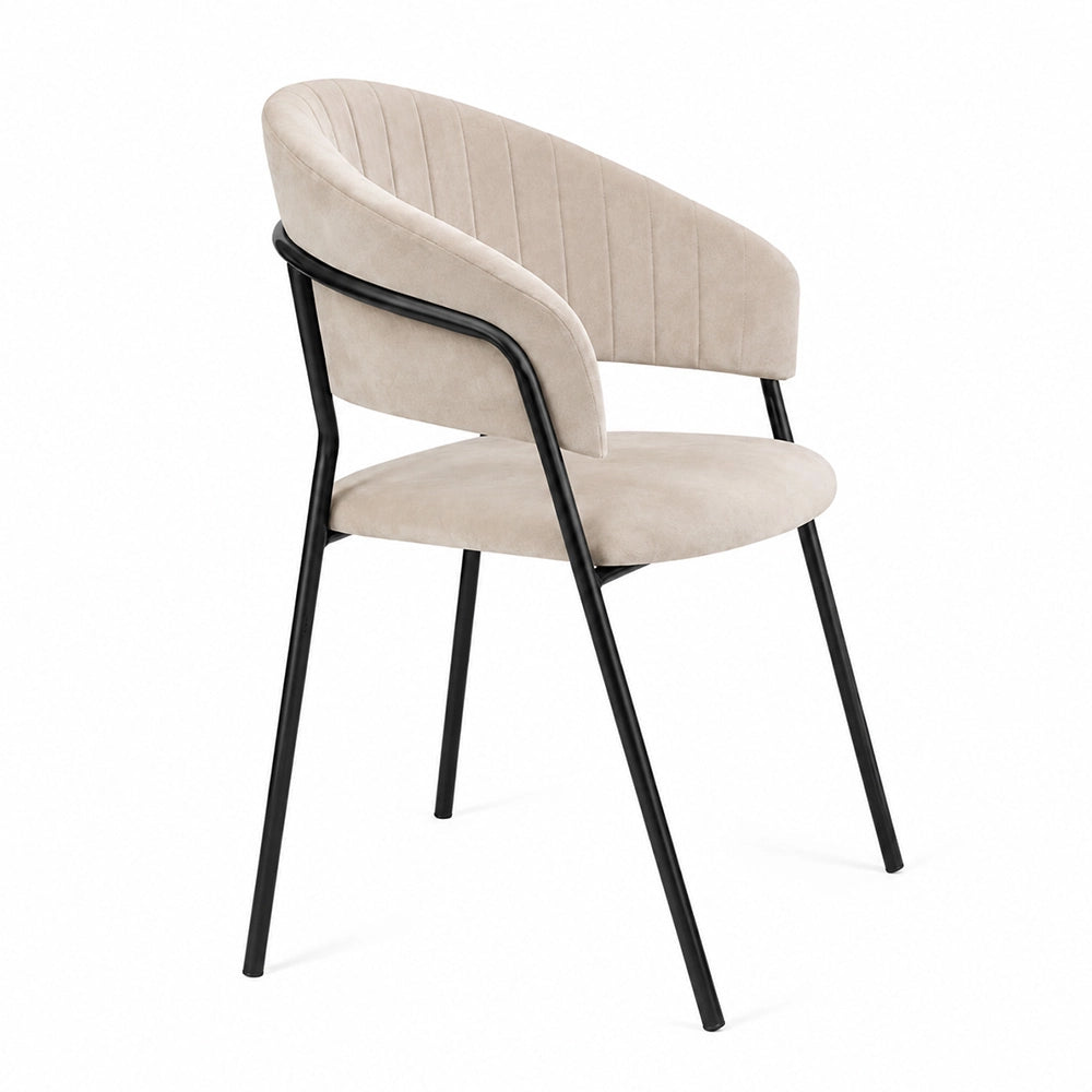 Sedie da pranzo set da 4 Aurelia in velluto grigio tortora con gambe nere