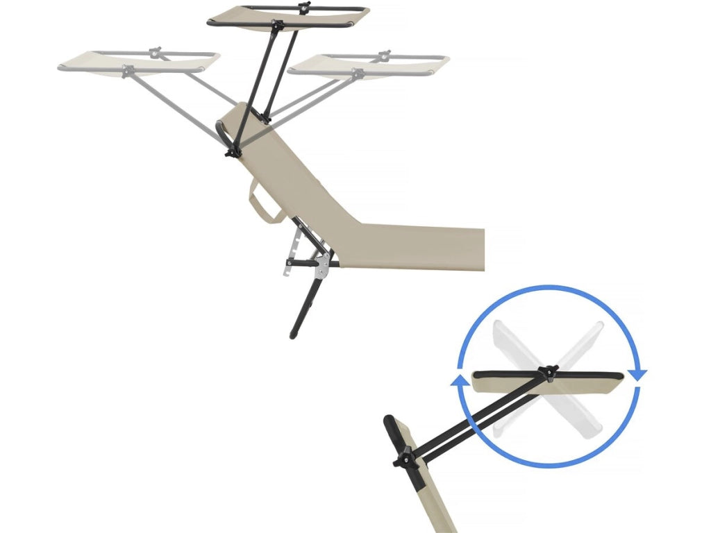 Set di 2 lettini prendisole pieghevoli "Lazy" - Con parasole - Tortora