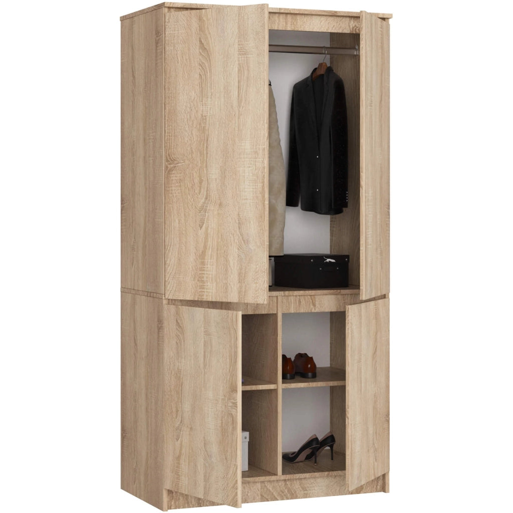 Armadio AKORD S90 4 ante Sonoma Quercia 90x51x180 cm