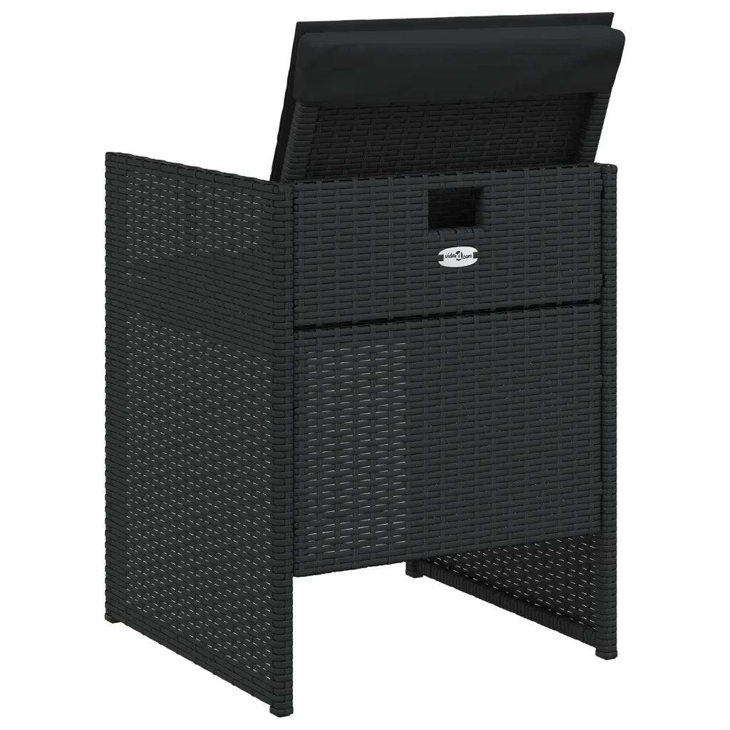 Sedie da Giardino con Cuscini 4 pz | Sedie da Esterno Nere in Polyrattan