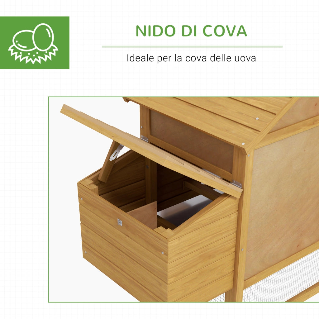 Pollaio in Legno per 2 Galline con Recinzione e Nido ¨C zephmum ¨C 151.5x54x87cm