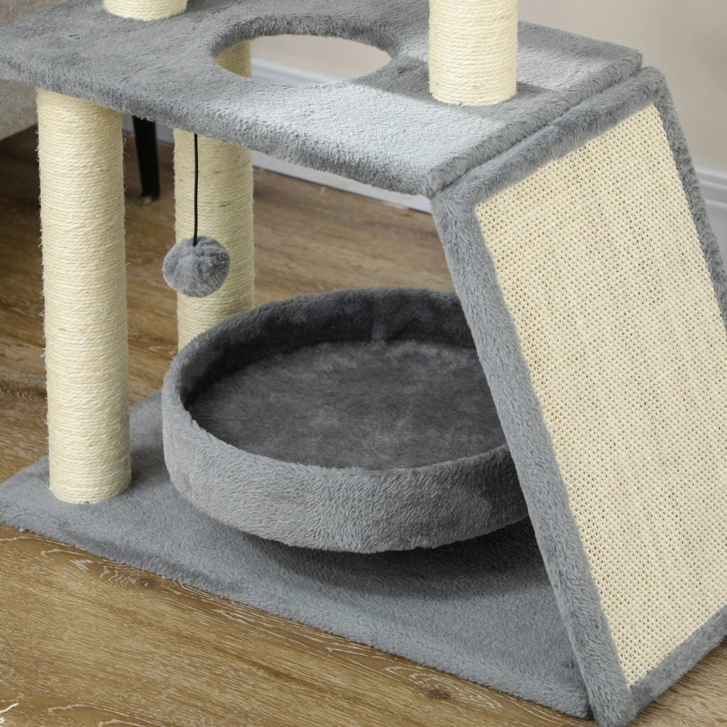 Letto per gatti con tiragraffi ¨C zephmum ¨C grigio chiaro 60x30x76 cm