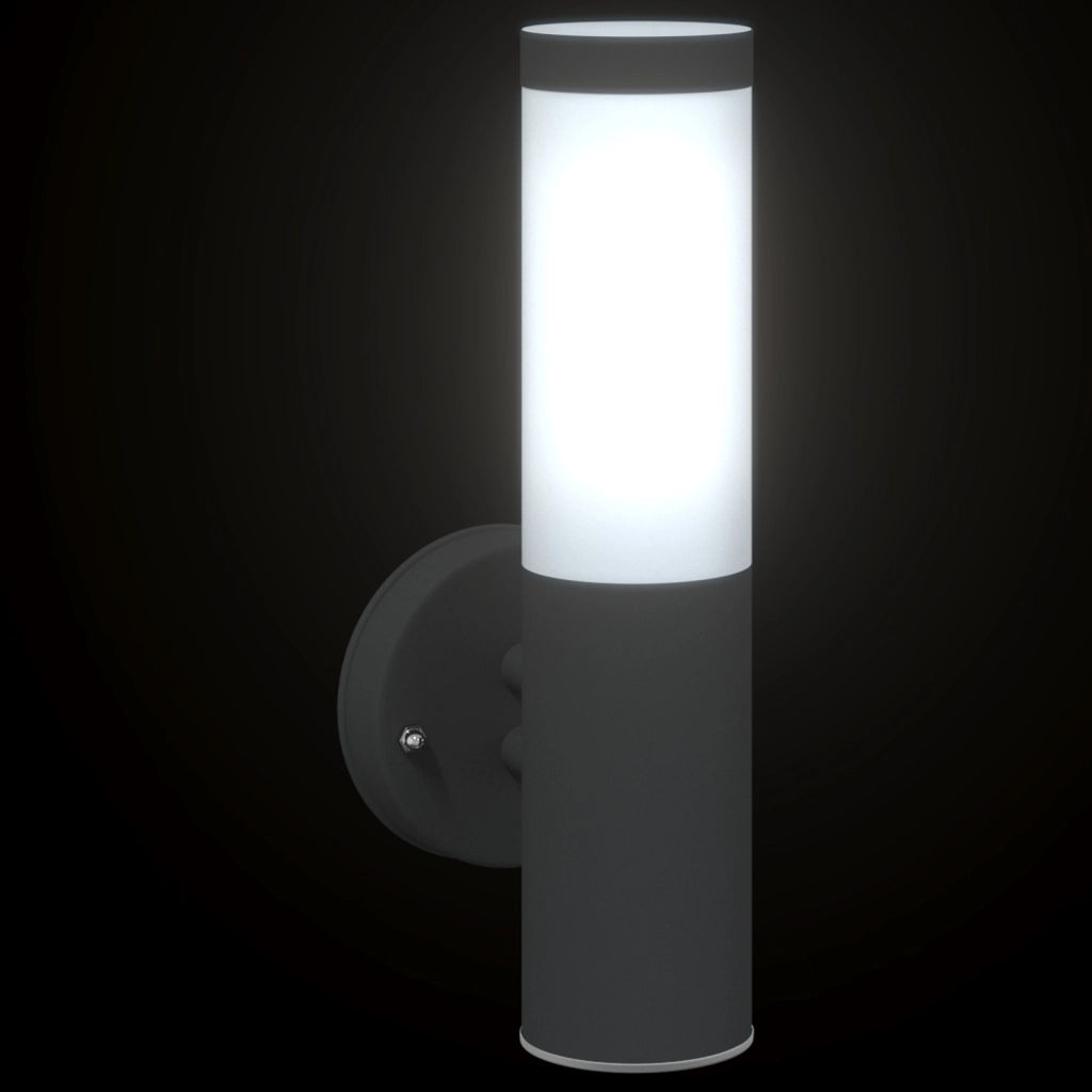 Lampada da Parete Esterno 2 pezzi Nero Acciaio Inossidabile IP44