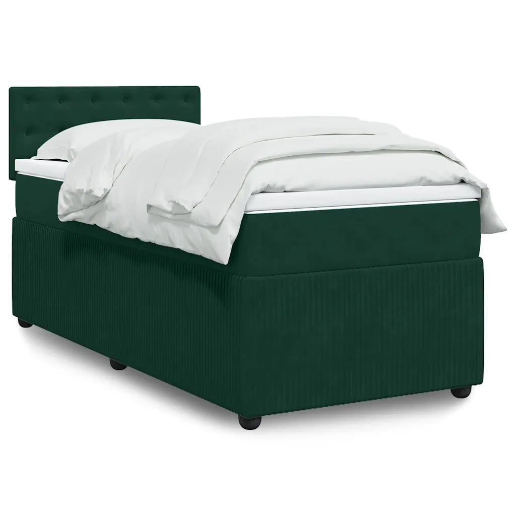 Giroletto a Molle con Materasso Verde Scuro 90x190 cm Velluto 3289917