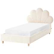 Letto con rete rivestita in velluto beige 90 x 200 cm testiera camera da letto moderna tradizionale per bambini